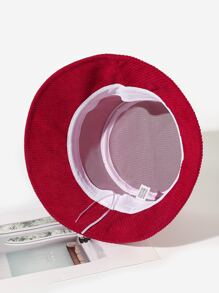 Ladies' Corduroy Solid Color Casual Bucket Hat Suitable For Daily Life - Red - View 4