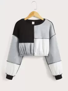 SHEIN Áo nỉ Gái Khối Màu Giải trí - Nhiều màu - Xem 1