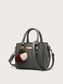 Yogodlns Sức chứa lớn, Nhẹ, Di động, Thường ngày, Túi đeo vai trang trí quả bóng lông thời trang, Túi xách tay nhỏ thời trang, Túi đeo chéo đeo vai có khóa kéo thường ngày Túi xô in nổi vải lanh trang trí Pom Pom, Quà tặng Ngày của Mẹ cho Mẹ dành cho Bé gái, Phụ nữ, Sinh viên đại học, Tân binh & Nhân viên văn phòng cho Mùa thu, Mùa đông thiết yếu, Cho Công việc, Văn phòng, Đi làm, Đại học, Cho Mùa thu & Mùa đông, Ngoài trời - Màu xám đen - Xem 1