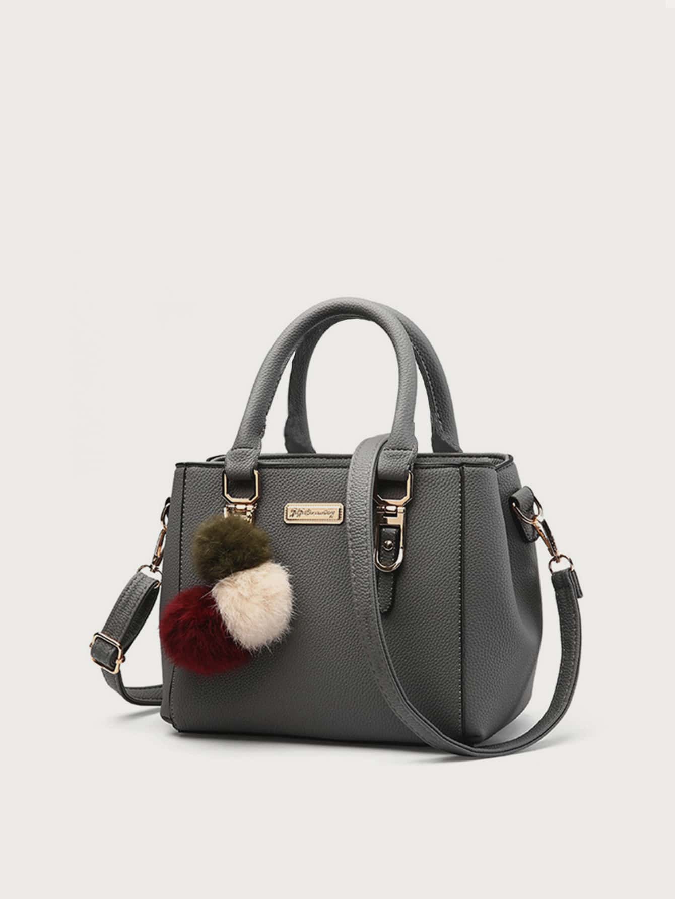 Yogodlns Sức chứa lớn, Nhẹ, Di động, Thường ngày, Túi đeo vai trang trí quả bóng lông thời trang, Túi xách tay nhỏ thời trang, Túi đeo chéo đeo vai có khóa kéo thường ngày Túi xô in nổi vải lanh trang trí Pom Pom, Quà tặng Ngày của Mẹ cho Mẹ dành cho Bé gái, Phụ nữ, Sinh viên đại học, Tân binh & Nhân viên văn phòng cho Mùa thu, Mùa đông thiết yếu, Cho Công việc, Văn phòng, Đi làm, Đại học, Cho Mùa thu & Mùa đông, Ngoài trời - Màu xám đen - Xem 1