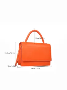 極簡風格翻蓋方包 - 橘色 - 查看 4