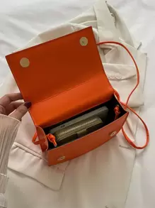 極簡風格翻蓋方包 - 橘色 - 查看 8