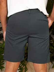 Manfinity Men Solid Slant Pocket Shorts - Dark Grey - View 2