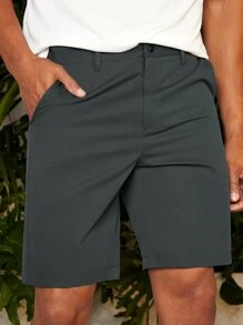Manfinity Men Solid Slant Pocket Shorts - Dark Grey - View 3