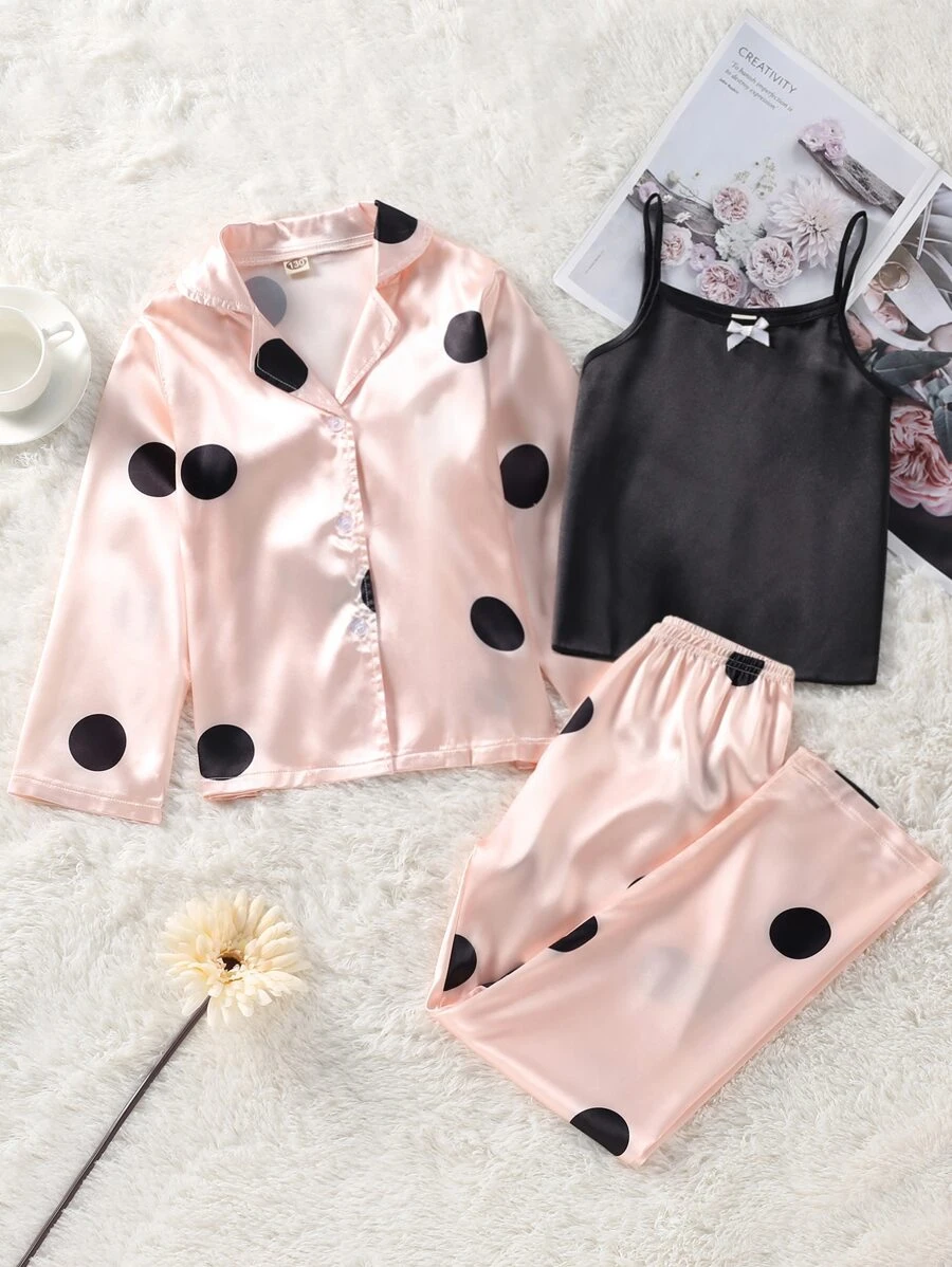 Đồ mặc nhà Gái Nơ Bướm Nút phía trước Chấm bi Dễ thương - Nhiều màu - Xem 1