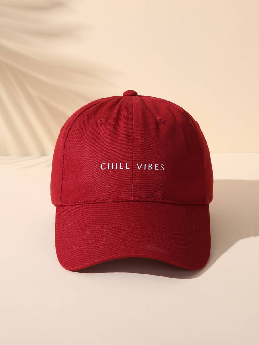 Letter Graphic Baseball Cap Casual - Burgundy - View 1