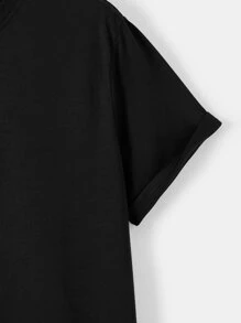 ROMWE MEN Street Life Men Slogan & Figure Print Tee - Black - View 4