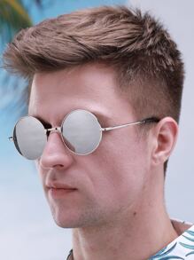 1 Pair Unisex Retro Classic Metal Round Frame Fashion Eyeglasses, Vintage Design For Photography, Guitar Playing, Rock, Street, Beach, Daily Commute, Travel, Made Of Polycarbonate Shatterproof Gradient Lenses For Summer Beach Vacation,Outdoor,Travel - Ombre - View 5