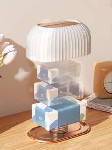 1pc Desktop Tissue Storage Box, White Tissue Container For Home - White - View 5