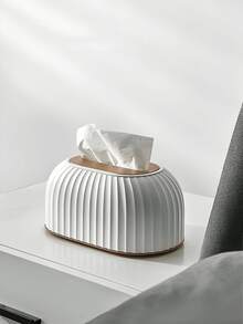 1pc Desktop Tissue Storage Box, White Tissue Container For Home - White - View 6