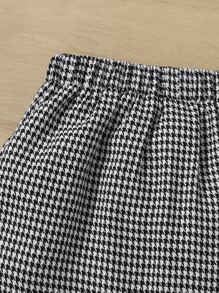 SHEIN 女孩千鳥格前紐扣半身裙 - 黑與白 - 查看 4