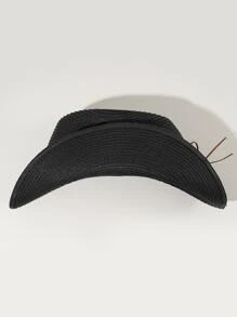 公牛和鉚釘裝飾草編帽 - 黑色 - 查看 3