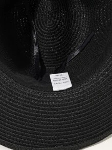 公牛和鉚釘裝飾草編帽 - 黑色 - 查看 5