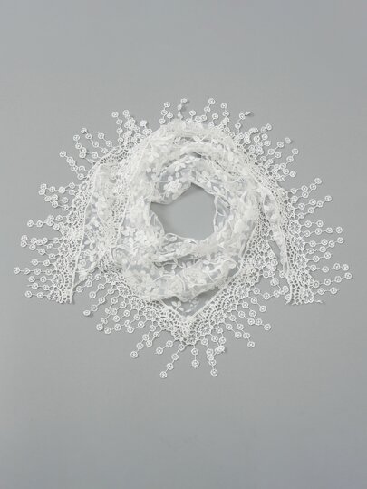 1 יחידה לנשים אופנתי Ditsy פרחוני הדפס תחרה עיטור משולש צעיף בנדנה סרט בוהו פתית שלג יום האהבה