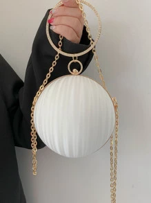 Brillo Brillante, Brillante, glamoroso, elegante, exquisito mini bolso circular con decoración de diamantes de imitación, bolso de novia perfecto para bodas, eventos de graduación y fiestas, bolso de cena, bolso de noche para fiestera, mujer, para mujer, perfecto para fiestas, bodas, bailes, cenas/banquetes. Para cóctel El mejor regalo para mujeres. - Blanco - Ver 1