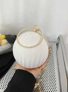 Brillo Brillante, Brillante, glamoroso, elegante, exquisito mini bolso circular con decoración de diamantes de imitación, bolso de novia perfecto para bodas, eventos de graduación y fiestas, bolso de cena, bolso de noche para fiestera, mujer, para mujer, perfecto para fiestas, bodas, bailes, cenas/banquetes. Para cóctel El mejor regalo para mujeres. - Blanco - Ver 2
