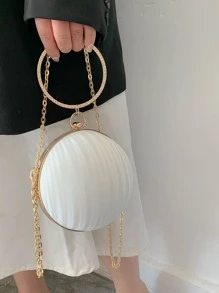 Brillo Brillante, Brillante, glamoroso, elegante, exquisito mini bolso circular con decoración de diamantes de imitación, bolso de novia perfecto para bodas, eventos de graduación y fiestas, bolso de cena, bolso de noche para fiestera, mujer, para mujer, perfecto para fiestas, bodas, bailes, cenas/banquetes. Para cóctel El mejor regalo para mujeres. - Blanco - Ver 3