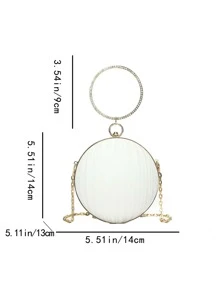 Brillo Brillante, Brillante, glamoroso, elegante, exquisito mini bolso circular con decoración de diamantes de imitación, bolso de novia perfecto para bodas, eventos de graduación y fiestas, bolso de cena, bolso de noche para fiestera, mujer, para mujer, perfecto para fiestas, bodas, bailes, cenas/banquetes. Para cóctel El mejor regalo para mujeres. - Blanco - Ver 7