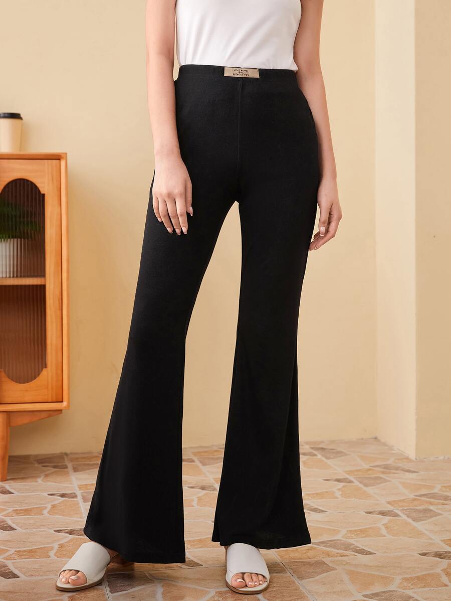 SHEIN EZwear 夏季服装高腰贴花喇叭裤