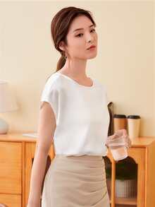 SHEIN Clasi Cut Out Twist Back Top - White - View 2