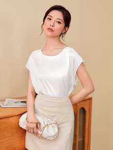 SHEIN Clasi Cut Out Twist Back Top - White - View 3