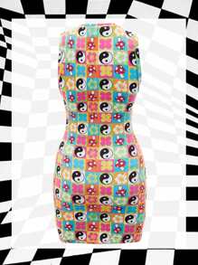SHEIN Dopamine Dressing Yin & Yang Print Tank Bodycon Dress - Multicolor - View 2