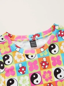 SHEIN Dopamine Dressing Yin & Yang Print Tank Bodycon Dress - Multicolor - View 4