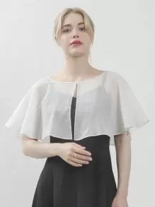 1 件纽扣细节短披肩 - 适合外出和装扮 - 白色 - 查看 5