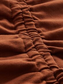 SHEIN ICON 前打結抽繩抹胸上衣 - 咖啡棕 - 查看 3