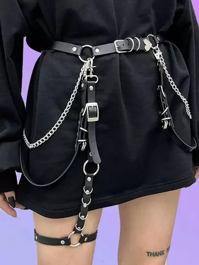 ROMWE 鏈條裝飾吊帶襪腰帶 街頭時尚