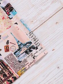 SHEIN LUNE Camiseta con estampado de edificio y slogan - Multicolor - Ver 5