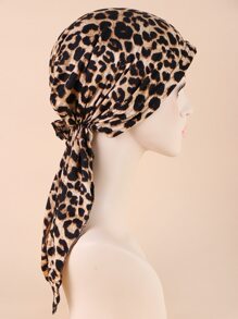 Leopard Print Head Wrap Hair Sleep Cap Sleep Bonnet - Multicolor - View 2
