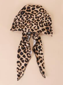 Leopard Print Head Wrap Hair Sleep Cap Sleep Bonnet - Multicolor - View 3