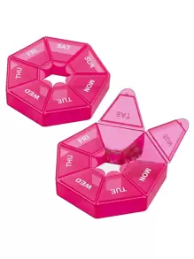 1pc Pill Case, Plastic 7 Days Tablet Candy Box, Portable Storage Tablet Holder, Travel Organizer Pill Dispenser Container - Hot Pink - View 1