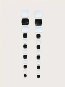 240pcs Plain Fake Toenail - Black and White - View 4