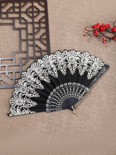 1pc Flower Pattern Manual Fan