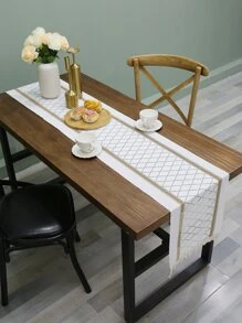 幾何樣式流蘇裝飾長方桌布