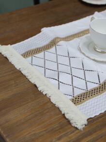 幾何樣式流蘇裝飾長方桌布