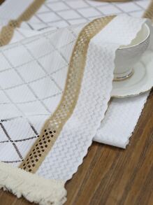 幾何樣式流蘇裝飾長方桌布