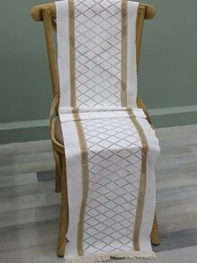 幾何樣式流蘇裝飾長方桌布