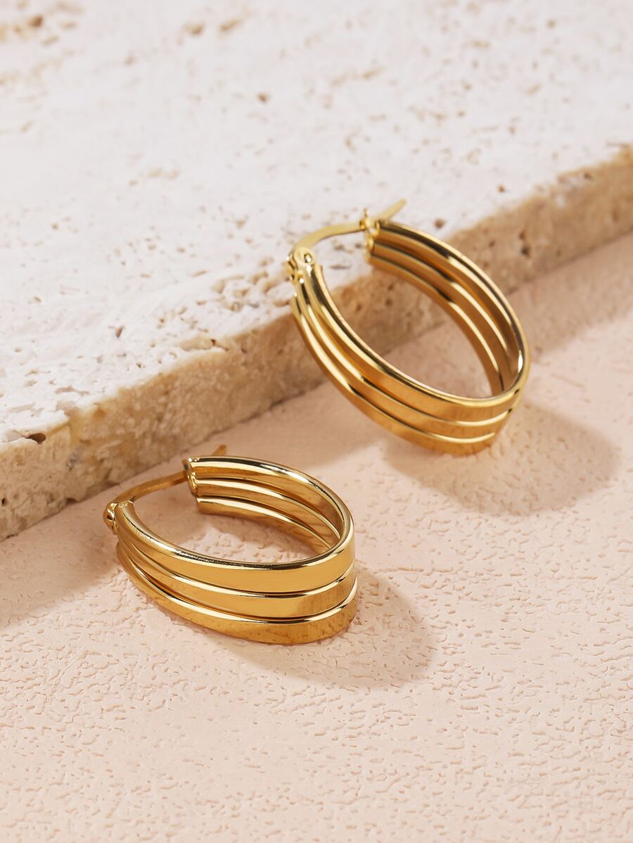 Oval Design Hoop Earrings