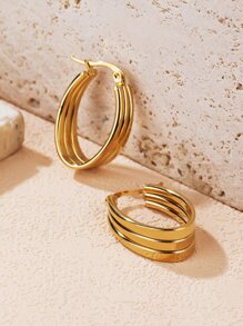 Oval Design Hoop Earrings