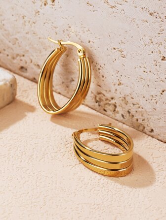 橢圓形設計圓耳環