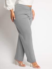 SHEIN SXY Plus High Waist Seam Detail Pants - Grey - View 5