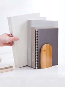 2pcs Bamboo Book Stand Desk Flapper Simple Log Texture Office School Book Folder Storage Desk Decor - Khaki - View 2