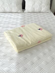 花卉刺繡床單 - 黃色 - 查看 2