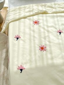 花卉刺繡床單 - 黃色 - 查看 3