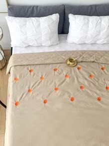 Pumpkin Embroidered Bedspread - Khaki - View 1