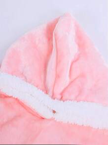 1pc Plain Hooded Wearable Blanket - Pink - View 3