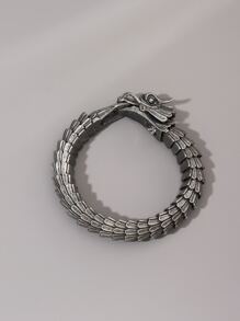 時尚流行男士中國龍設計手鍊合金，適合珠寶禮物和時尚外觀 - 復古銀色 - 查看 5